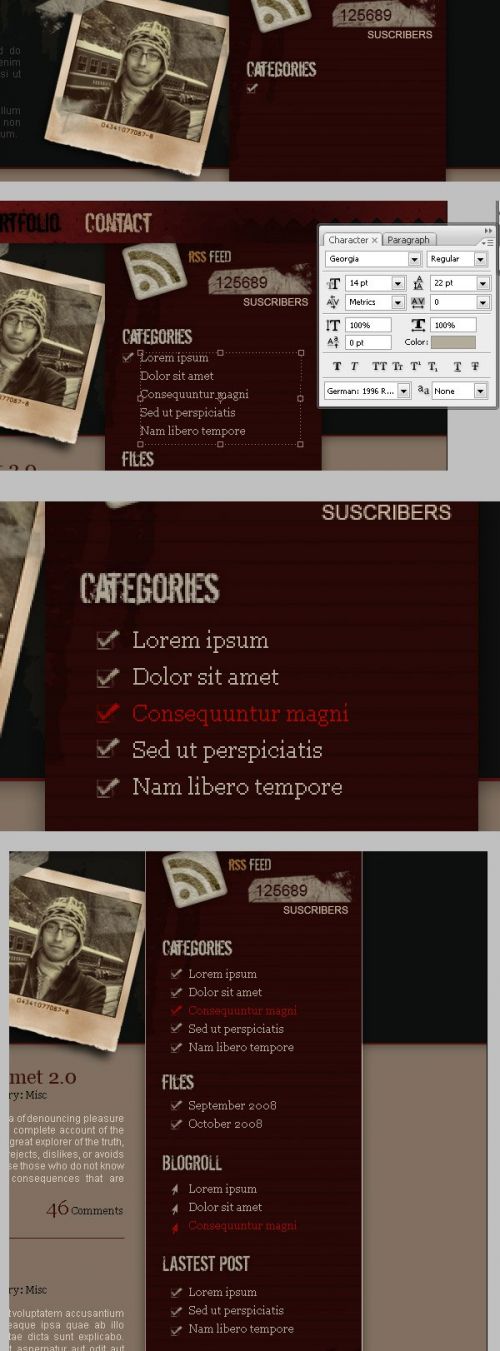 آموزش طراحی وبسایت به سبک گرانج در فتوشاپ